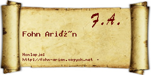 Fohn Arián névjegykártya